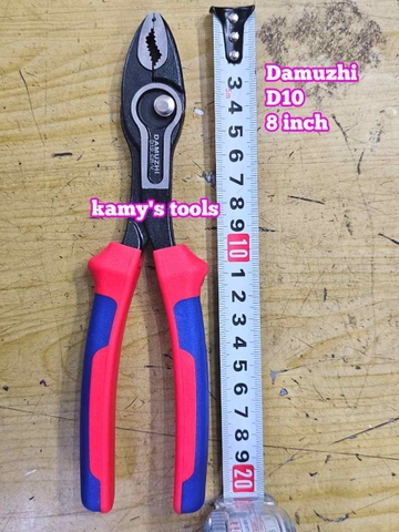 Kìm 2 lỗ điều chỉnh vặn bulong tán đầu ốc vít dài 8 inch 205mm miệng mở 4-22mm DAMUZHI DMZ-D10