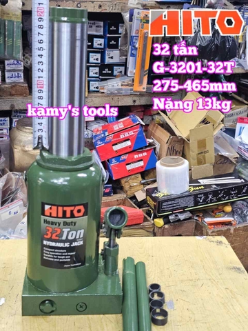 Kích con đội thủy lực 32 tấn đế dày Hito 275-465mm nặng 13kg model G-3201-32T
