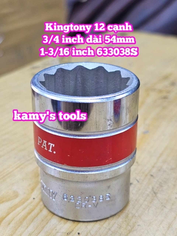 Đầu tuýp trắng 3/4 inch Kingtony 12 cạnh 1” 1-1/16” 1-1/8” 1-3/16” 1-1/4” inch 633032S 633034S 633036S 633038S 633040S