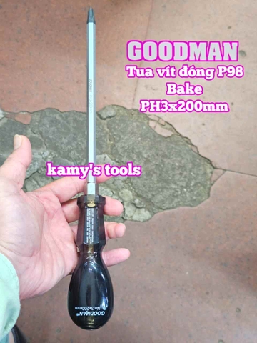 Tua vít đóng Goodman bake PH3 dẹp 8mm dài 200mm P98+8x200 P98-8x200