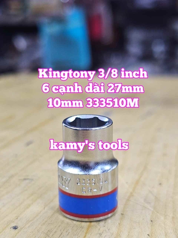 Đầu tuýp trắng 6 cạnh 3/8 inch dài 27mm Kingtony 6mm 7mm 8mm 9mm 10mm 333506M 333507M 333508M 333509M 333510M