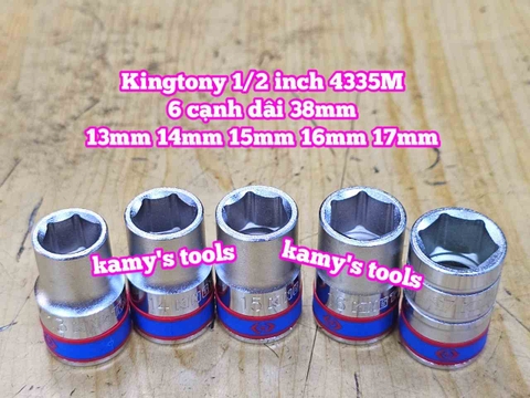 Đầu tuýp ngắn 1/2 inch Kingtony lục giác 6 cạnh 13mm 14mm 15mm 16mm 17mm 433513MR 433514MR 433515MR 433516MR 433517MR