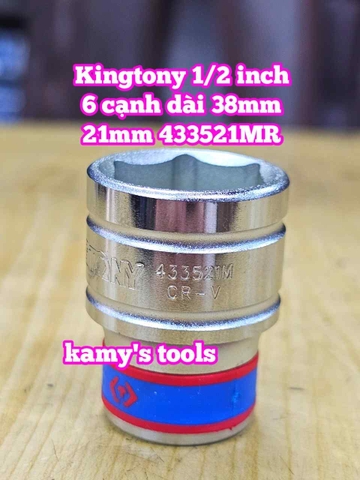 Đầu tuýp trắng ngắn 1/2 inch Kingtony 6 cạnh 18mm 19mm 20mm 21mm 22mm 433518MR 433519MR 433520MR 433521MR 433522MR