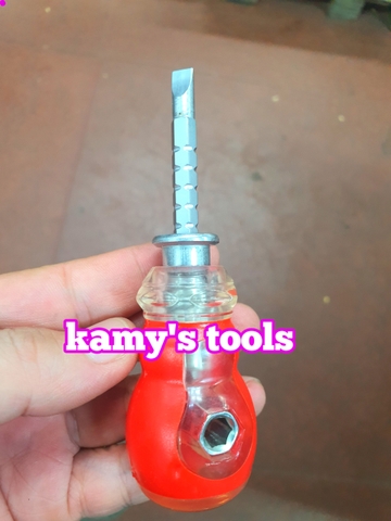 Tua vít lùn 2 đầu bake dẹp có lỗ tăng đơ dài ngắn cán nhưa 6.3mm, tô vít 2 đầu