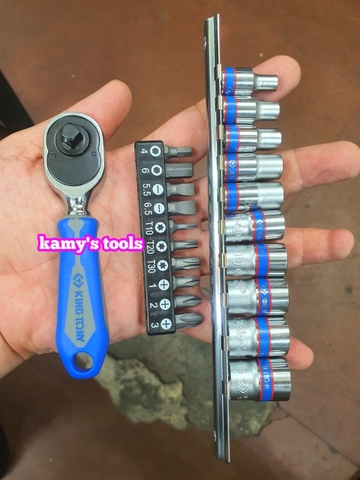 Bộ tuýp 1/4 inch Kingtony 2501MR 21 chi tiết hệ mét 6 cạnh