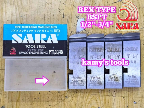 Dao tiện ren ống sắt tráng kẽm Rex hiệu Sara 1/2”-3/4” (21-27mm) hệ ren BSPT