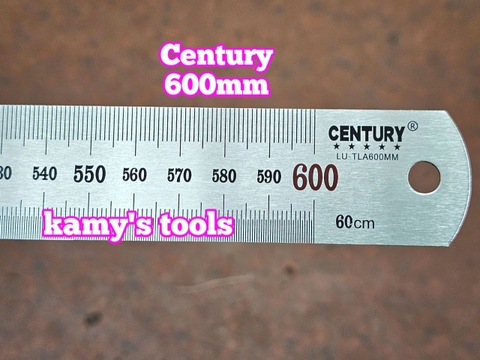 Thước lá inox Century 600mm (60cm) 2 hệ inch và mét bản 30mm dày 1mm