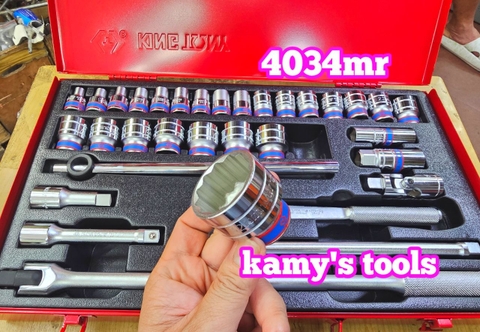 4034MR bộ tuýp 1/2 inch 12 cạnh Kingtony 33 chi tiết hệ mét 8mm-30mm