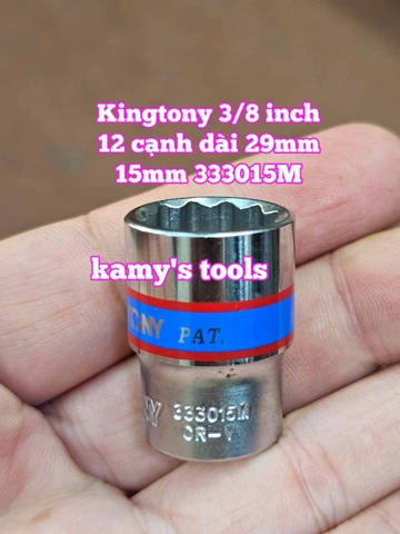 Đầu tuýp trắng 12 cạnh 3/8 inch dài 27mm Kingtony 11mm 12mm 13mm 14mm 15mm 333011M 333012M 333013M 333014M 333015M