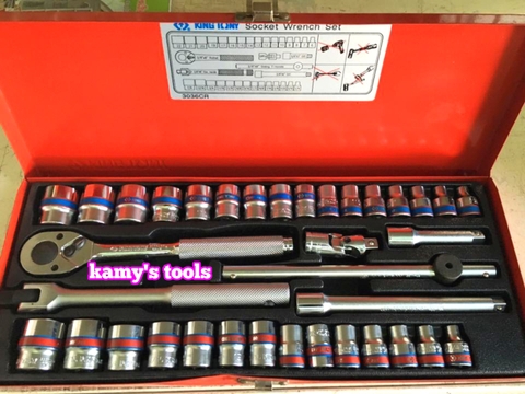 Bộ tuýp 3/8 inch Kingtony 3036CR 12 cạnh 36 chi tiết hệ inch và hệ mét