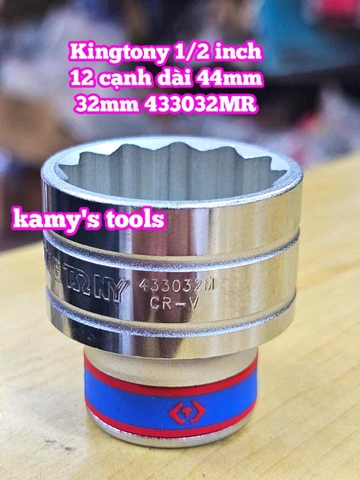 Đầu tuýp trắng ngắn 1/2 inch Kingtony 12 cạnh 29mm 30mm 32mm 433029MR 433030MR 433032MR