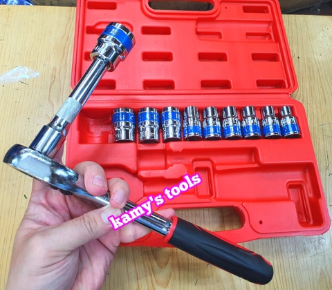 Bộ tuýp khẩu cần tự động có khúc nối 12 chi tiết 1/2 inch 8mm-24mm Tifone, bộ đồ nghề sửa chữa xe