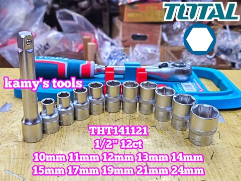 Bộ tuýp 1/2 inch 6 cạnh 12 chi tiết 10-24mm Total THT141121