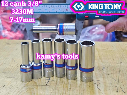 Đầu tuýp 3/8 inch 12 cạnh Kingtony 7mm 8mm 10mm 12mm 13mm 14mm 17mm 323007M 323008M 323010M 323012M 323013M 323014M 323017M