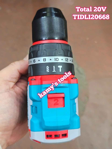 Máy khoan búa vặn vít dùng pin 20V Total TIDLI20668 kèm 2 pin 1 sạc
