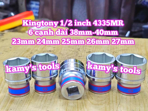 Đầu tuýp trắng ngắn 1/2 inch Kingtony 6 cạnh 23mm 24mm 25mm 26mm 27mm 28mm 433523MR 433524MR 433525MR 433526MR 433527MR