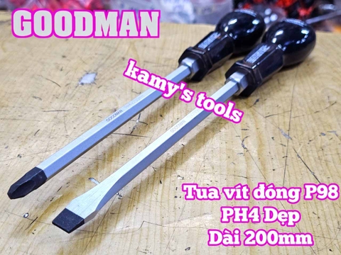 Tua vít đóng Goodman bake PH4 dẹp 12mm dài 200mm P98+12x200 P98-12x200