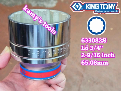 Đầu tuýp hệ inch 12 cạnh 3/4 inch Kingtony cỡ 2-9/16 inch tương đương 65mm 633082S