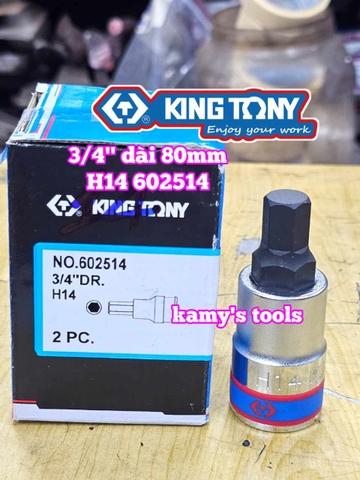 Đầu tuýp lú đầu lục giác 6 cạnh 3/4 inch Kingtony 14mm 17mm 19mm 22mm 602514 602517 602519 602522
