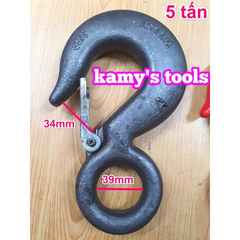 Móc cẩu móc treo có khóa an toàn 500kg 1 tấn 2 tấn 3 tấn 5 tấn bán lẻ từng cái