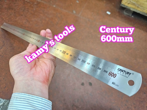 Thước lá inox Century 600mm (60cm) 2 hệ inch và mét bản 30mm dày 1mm
