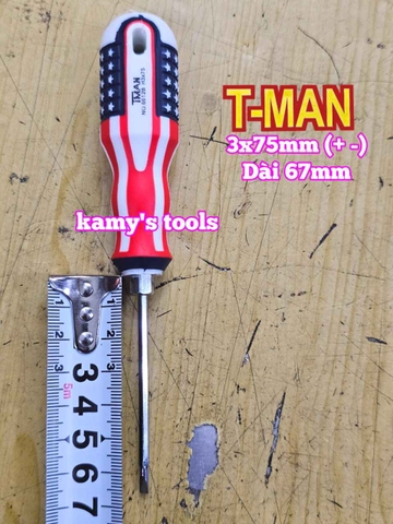 Tua vít 2 đầu bake dẹp T-MAN 3mm dài 75mm 3x75mm TMAN-6612-3B75