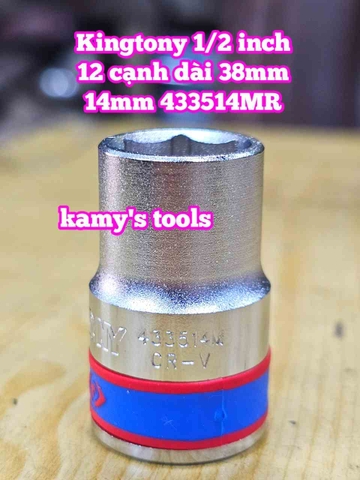 Đầu tuýp ngắn 1/2 inch Kingtony lục giác 6 cạnh 13mm 14mm 15mm 16mm 17mm 433513MR 433514MR 433515MR 433516MR 433517MR