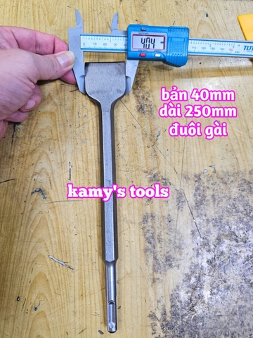 Mũi đục bê tông dẹp bản 40mm 80mm đuôi gài đuôi lục giác dài 250mm 285mm Dannio