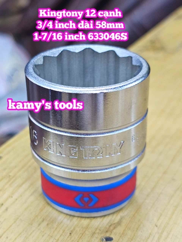 Đầu tuýp trắng 3/4 inch Kingtony 12 cạnh 1-5/16, 1-3/8, 1-7/16, 1-9/16, 1-5/8, 633042S 633044S 633046S 633050S 633052S