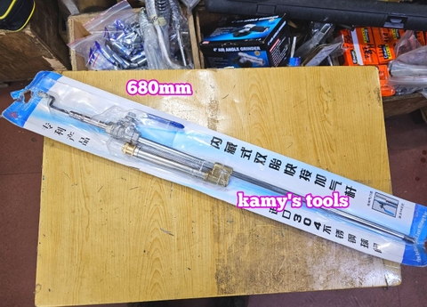 Dụng cụ cây bơm lốp xe ô tô van bi inox 304 có thang đo áp suất không khí dài 680mm