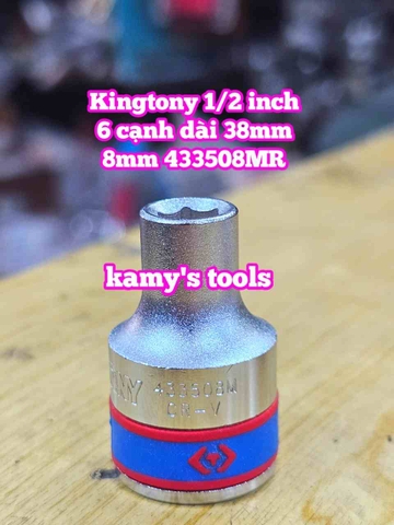 Đầu tuýp khẩu ngắn 1/2 inch Kingtony lục giác 6 cạnh 8mm 9mm 10mm 11mm 12mm 433508mr 433509mr 433510mr 433511mr 433512mr
