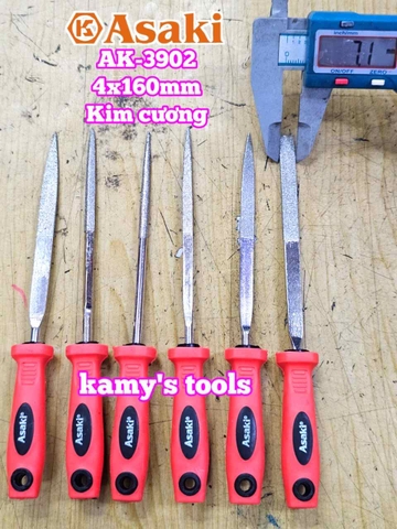 Bộ dũa giũa kim cương mini 6 cây Asaki AK-3902 cỡ 4mm 4x160mm