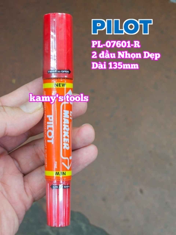 Bút lông dầu Pilot Bi Marker 2 đầu dẹp và nhọn dài 135mm Pilot-07601