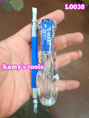 Bút thử điện 2 đầu dài 205mm 100-500v C-mart model L0038 cán trong