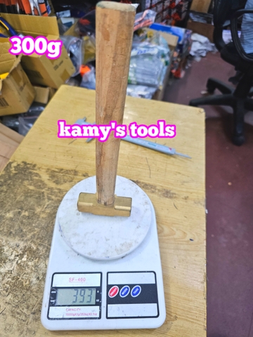 300g 0.3kg Búa đồng thau đầu vuông cán gỗ kamytools