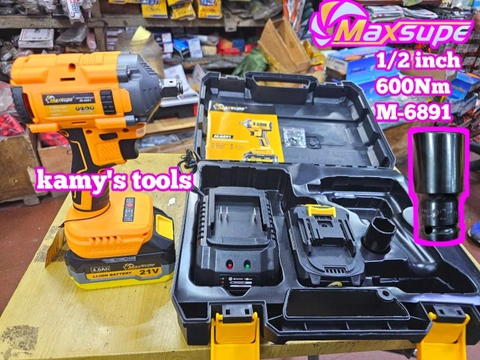 Máy vặn siết bulong dùng pin 1/2 inch 600Nm 21V Maxsupe M-6891