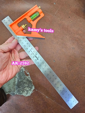 AK-2592 Thước ê ke thủy 300mm Asaki thước ke góc vuông đa năng 30cm, đo độ sâu, canh thẳng, canh ngang, lấy dấu khoảng