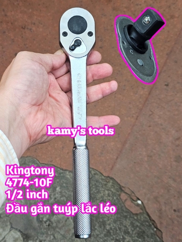 Cần siết tự động 1/2 inch Kingtony 4774-10F đầu gắn tuýp lắc léo 32 răng dài 255mm