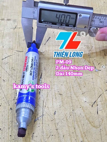 Bút lông dầu Thiên Long Permanent Marker 2 đầu dẹp và nhọn dài 140mm PM-09