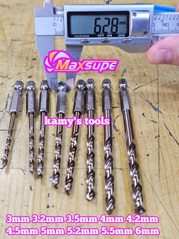 Mũi khoan sắt thép inox M35 chuôi lục giác Maxsupe 3mm 3.2mm 3.5mm 4mm 4.2mm 4.5mm 5mm 5.2mm 5.5mm 6mm