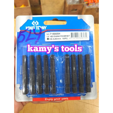 Mũi lục giác 5mm đuôi bắn vít dài 50mm Kingtony model 715005H (lẻ 1 cái)