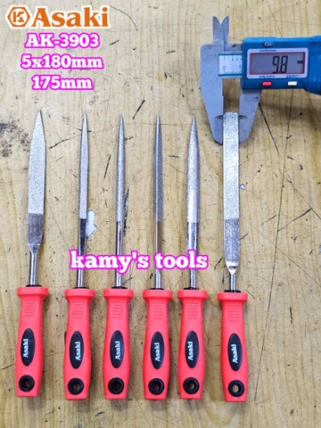 Bộ dũa giũa kim cương mini 6 cây Asaki AK-3903 cỡ 5mm 5x180mm