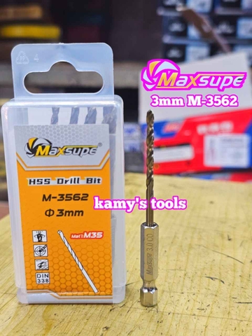 Mũi khoan sắt thép inox M35 chuôi lục giác Maxsupe 3mm 3.2mm 3.5mm 4mm 4.2mm 4.5mm 5mm 5.2mm 5.5mm 6mm