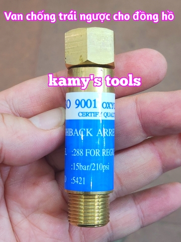 Van chống cháy ngược gắn cho đồng hồ Oxy và Gas hàn cắt gió đá ren 17mm kamytools (bán lẻ 1 cái)