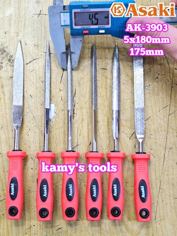 Bộ dũa giũa kim cương mini 6 cây Asaki AK-3903 cỡ 5mm 5x180mm