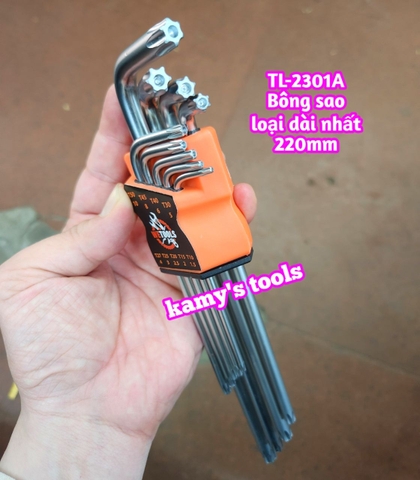 Bộ lục giác bông sao hoa thị Wetools 9 chi tiết T10-T50 TL-2301A loại dài nhất 220mm