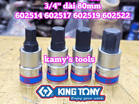 Đầu tuýp lú đầu lục giác 6 cạnh 3/4 inch Kingtony 14mm 17mm 19mm 22mm 602514 602517 602519 602522