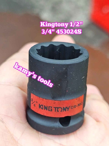 Đầu tuýp 1/2 inch bông 12 cạnh đen Kingtony 11/16 inch 453022S 3/4 inch 453024S
