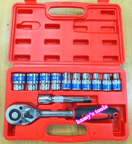 Bộ tuýp khẩu cần tự động có khúc nối 12 chi tiết 1/2 inch 8mm-24mm Tifone, bộ đồ nghề sửa chữa xe