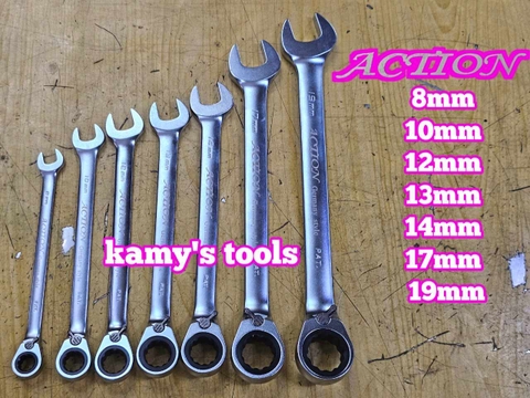 Cờ lê vòng miệng tự động Action có lẫy đảo chiều 8mm 10mm 12mm 13mm 14mm 17mm 19mm